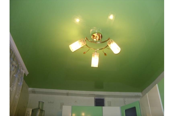 Зеленый матовый натяжной потолок 