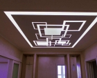 Натяжной потолок со световыми линиями под ключ