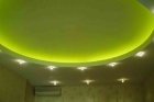 Зеленый двухуровневый натяжной потолок 